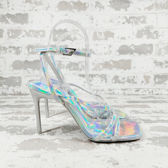 NEW Call It Spring Silver Summer Evening Stilettos Ankle Loop Party Sandals E931 - Picture 5 of 14